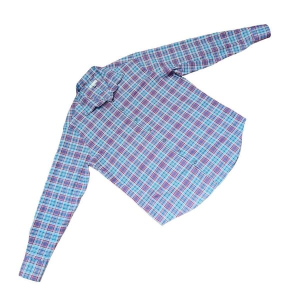 Peter Millar Lawlar Performance Check Flannel Woven Button Down Shirt Red Blue - Picture 12 of 12